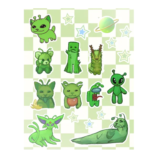 Silly Aliens Sticker Sheet