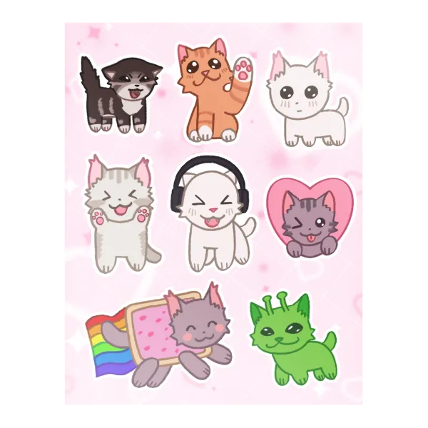 Silly Cats Sticker sheet