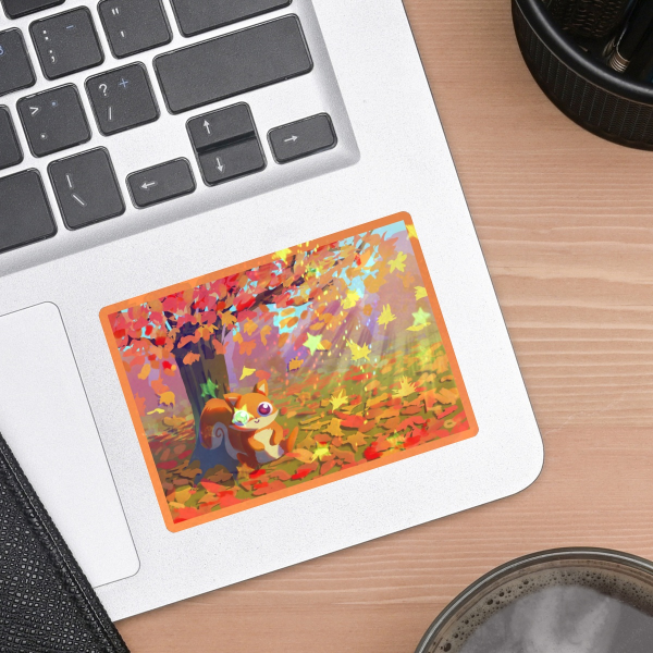 Autumn Time Holographic Colored Edge Die Cut Sticker