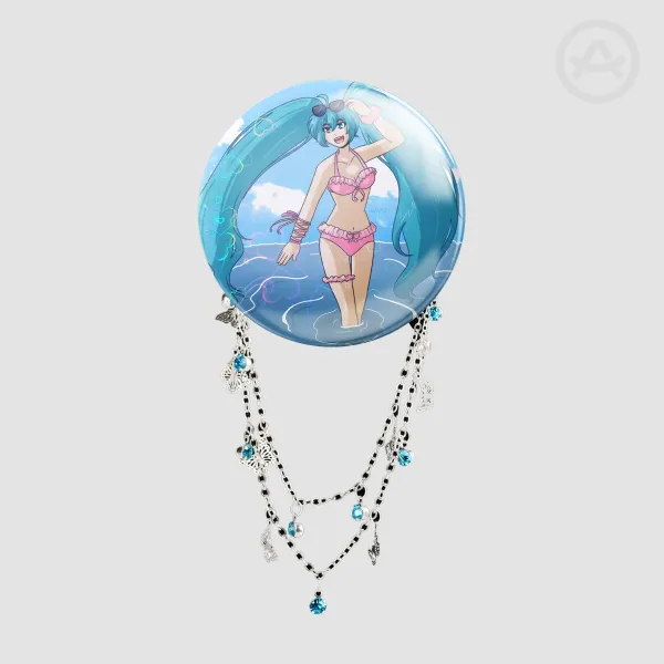 Summertime Miku - Round Badge With Chains