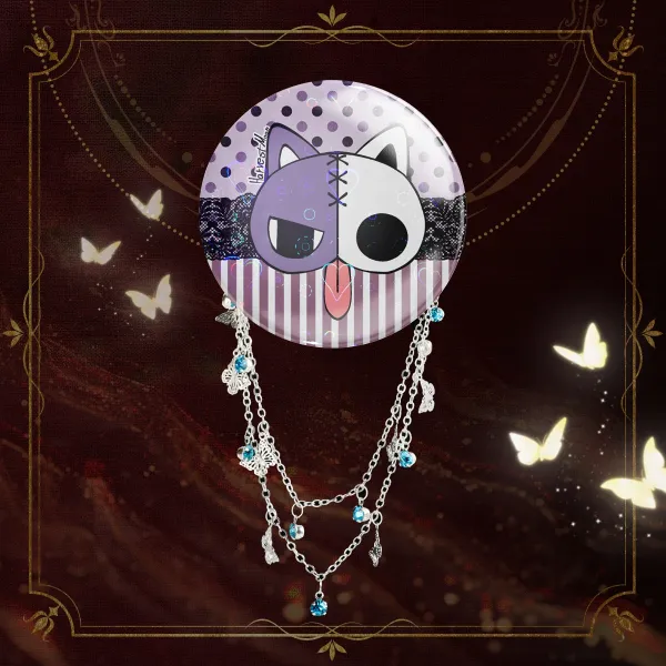 Stocking neko | Round Badge With Chains