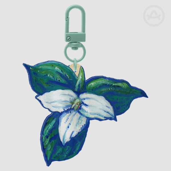 Trillium Flower Full Bleed Wood Keychain