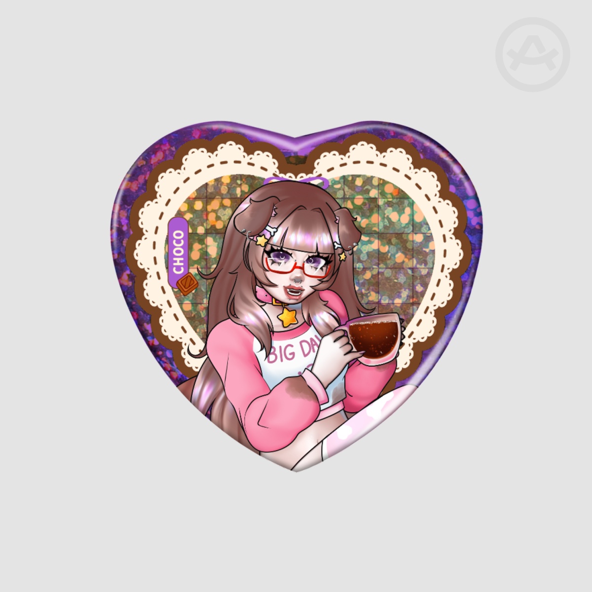 SparklezPawz Heart Shape Holographic Badges