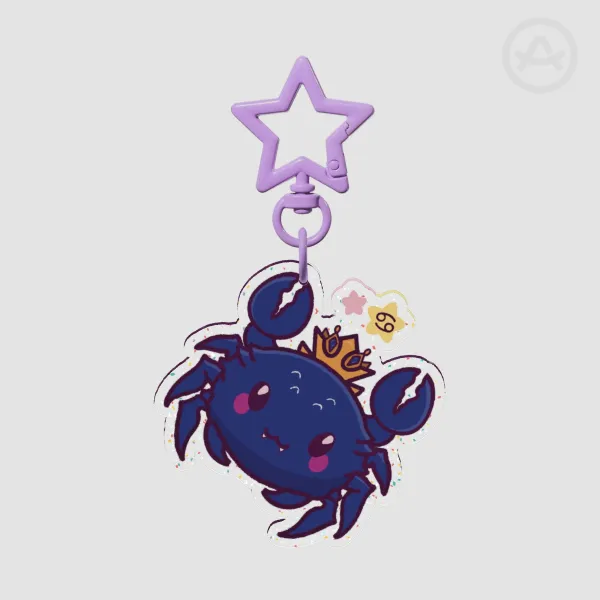 Cosmic Cuties Cancer Keychain | Goth Kawaii Zodiac Acrylic Charm