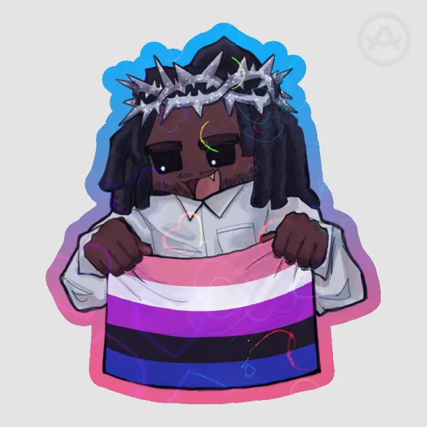 Kendrick Lamar Genderfluid Pride Flag 🌈 | Holographic Heart Sticker