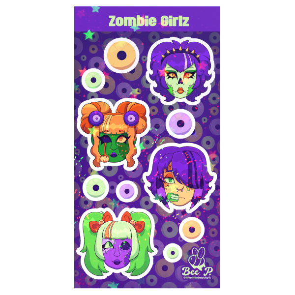 Zombie Girlz - Deco Star Holo Sticker Sheet