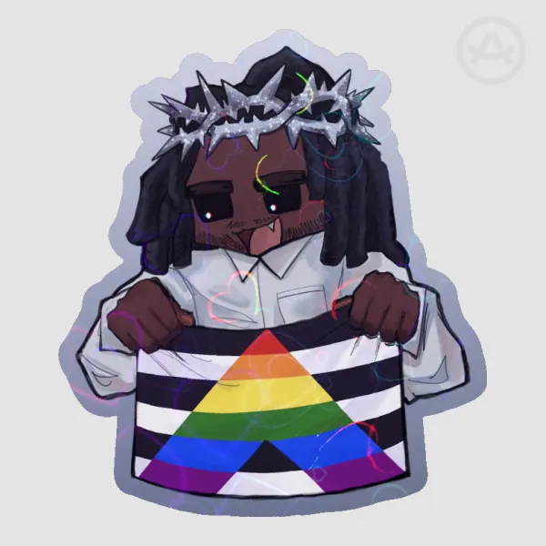 Kendrick Lamar Straight Ally Pride Flag 🌈 | Holographic Heart Sticker