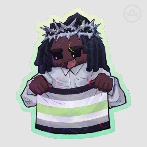 Kendrick Lamar Agender Pride Flag 🌈 | Holographic Heart Sticker