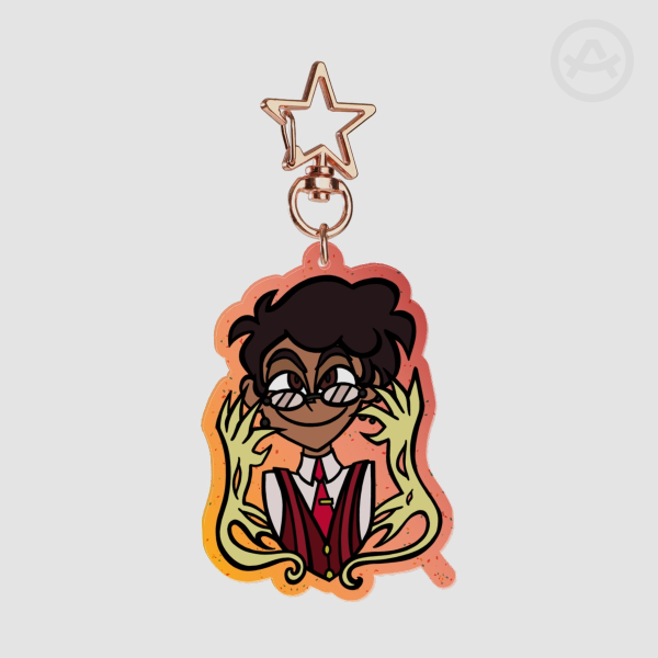 Glitter Acrylic Keychain - Human Alastor