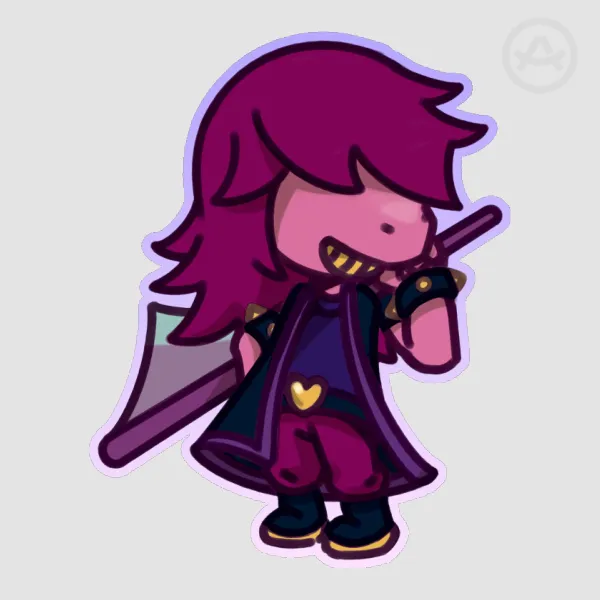 Deltarune susie Colored Edge Die Cut Stickers