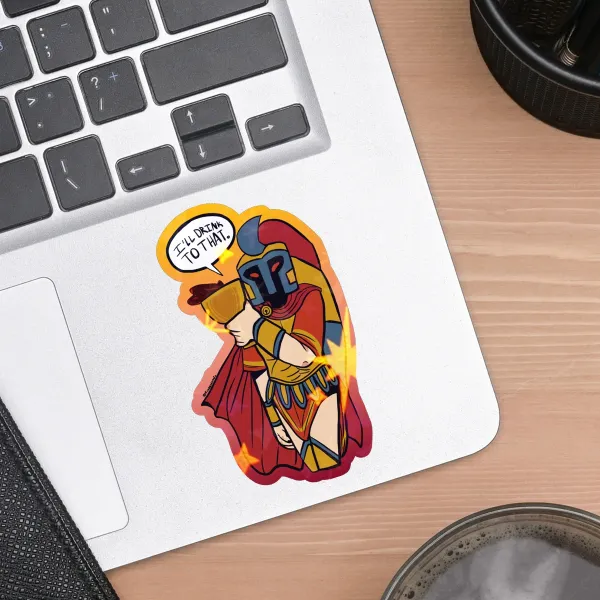 Ares, "I'll drink to that." Die Cut Stickers