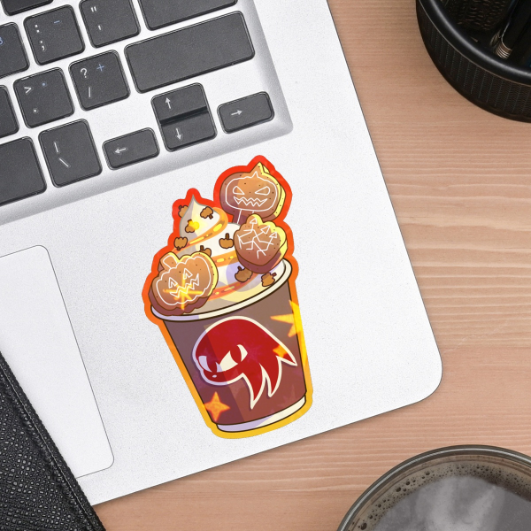 Pumpkin Hill Spiced Latte Holographic Colored Edge Die Cut Stickers