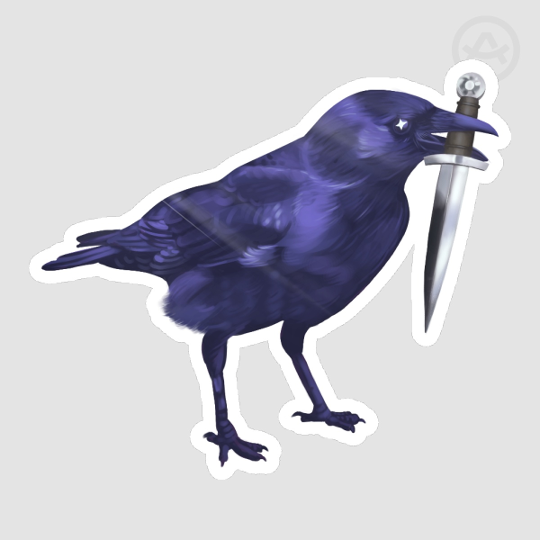 Crow With a Dagger Die Cut Sticker