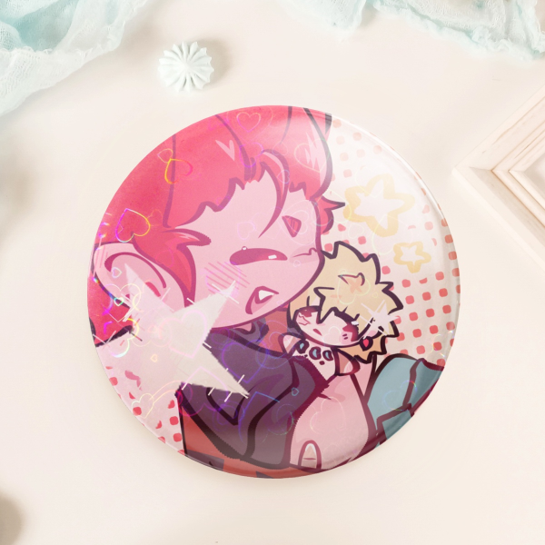 Hero Kirishima x Fantasy au Bakugo Round Badge (Button Pins)