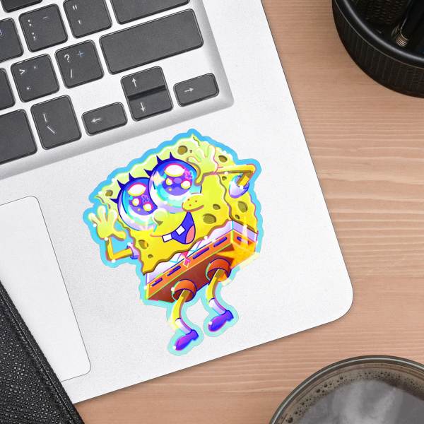 Spongebob Squarepants Holographic Colored Edge Die Cut Sticker