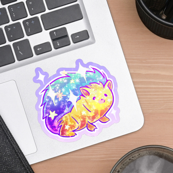 Sparkly Hedgehog Holographic Colored Edge Die Cut Sticker