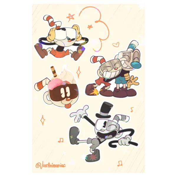 Cuphead Holostar Sticker Sheet