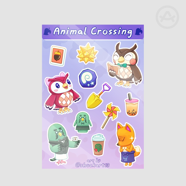 Coated Paper Stickers Sheet Animal crossing