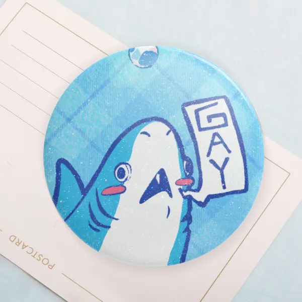 Gay Shark Round Badges (Button Pins)