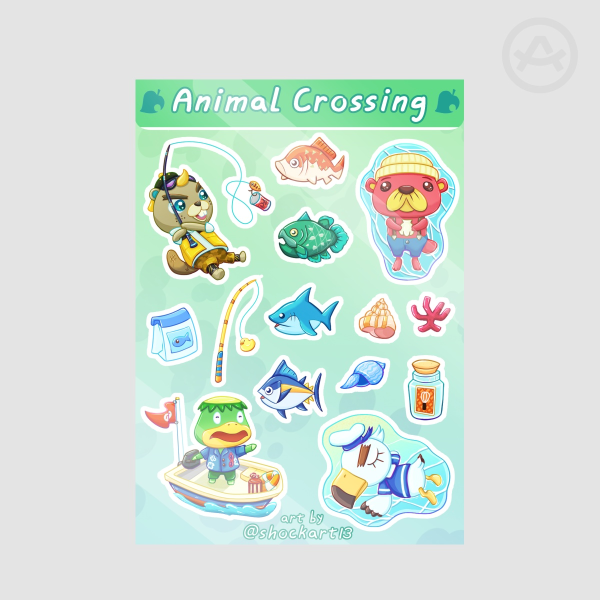 Coated Paper Stickers Sheet Animal crossing
