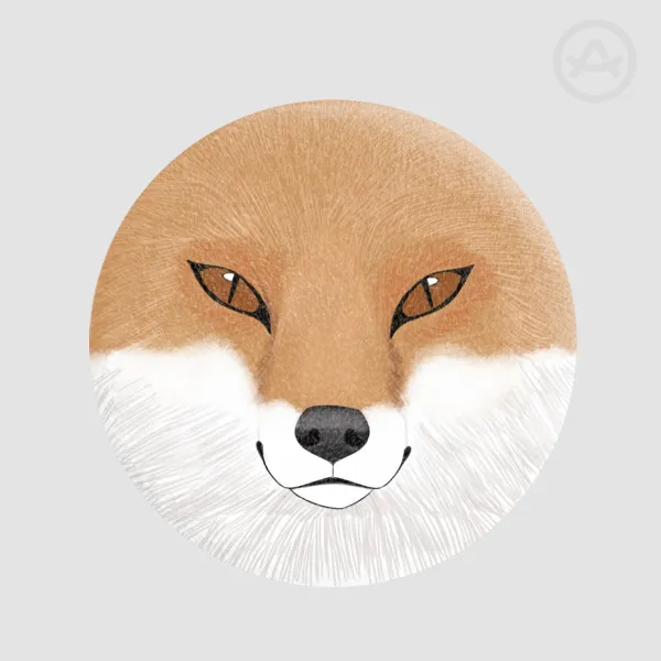 Fox face plush badge