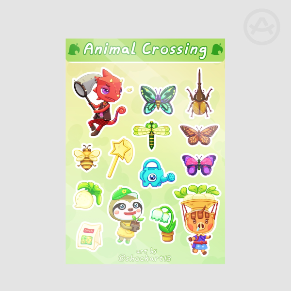 Coated Paper Stickers Sheet Animal crossing