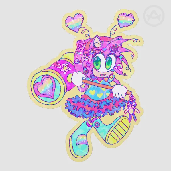 Decora Kei Amy Rose Holographic Colored Edge Die Cut Sticker