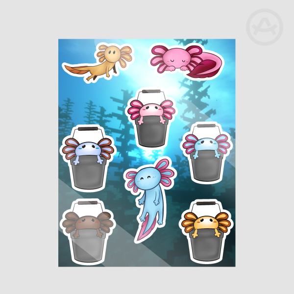 Minecraft Axolotl Sticker Sheet