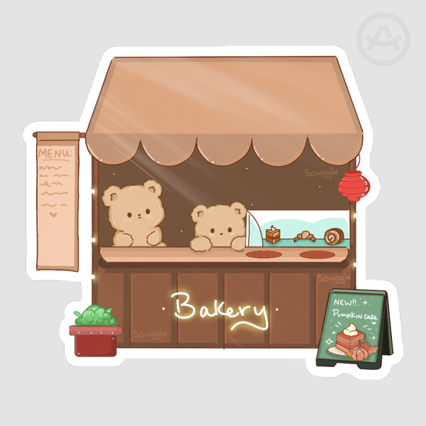 Bear Bakery Glossy Sticker