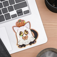 Black cat ghost sticker