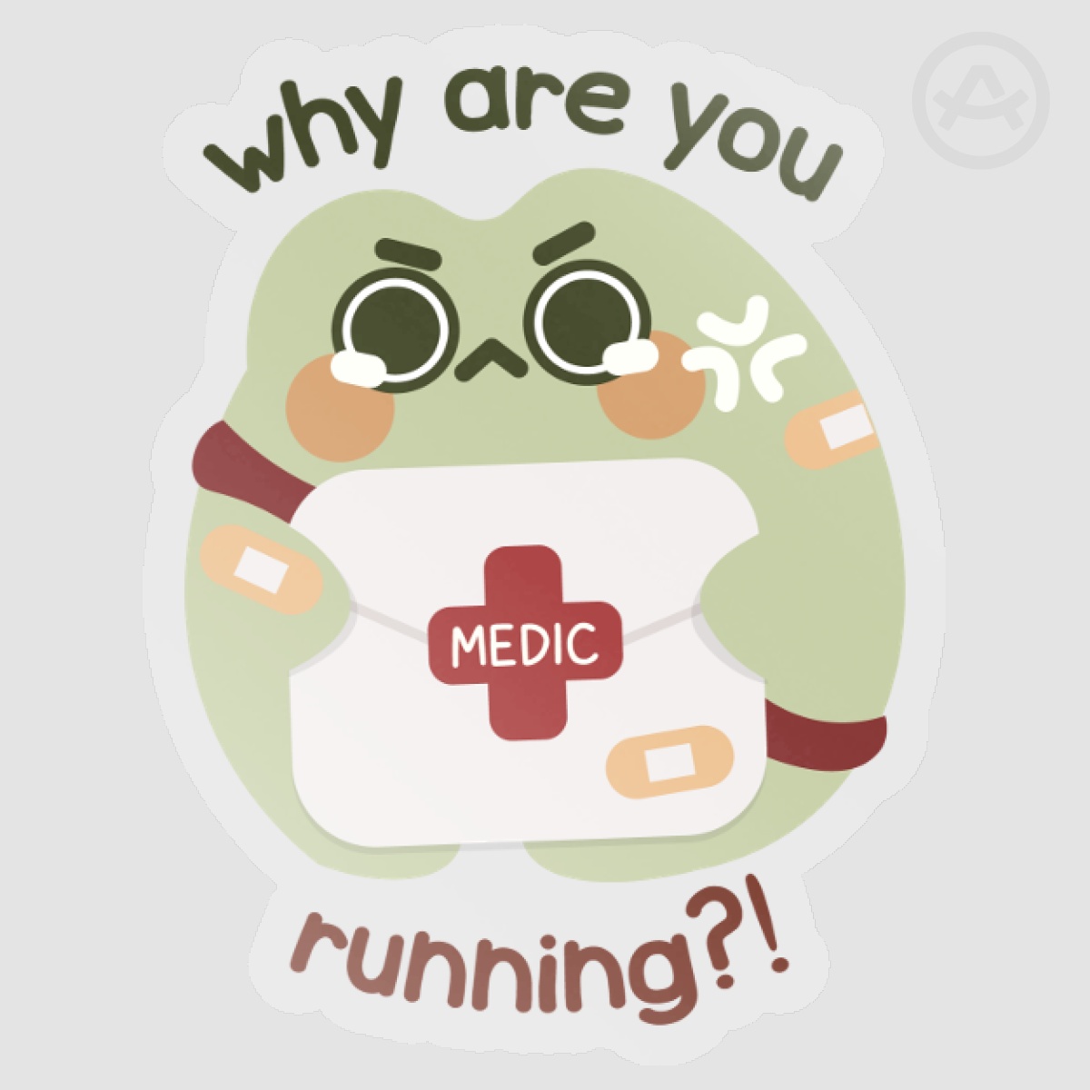 MOBA Froggy - Healer "Why are you running?!" Clear PET Vinyl Die Cut Stickers
