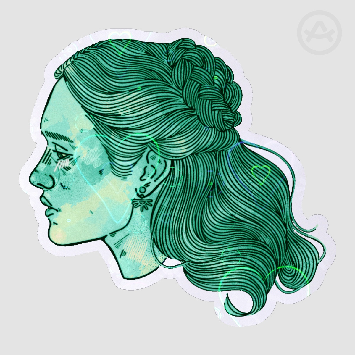 alicent holo die cut sticker