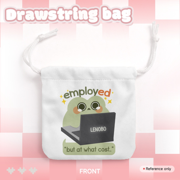 Corporate Froggy Square Plush Drawstring Pouch Bag