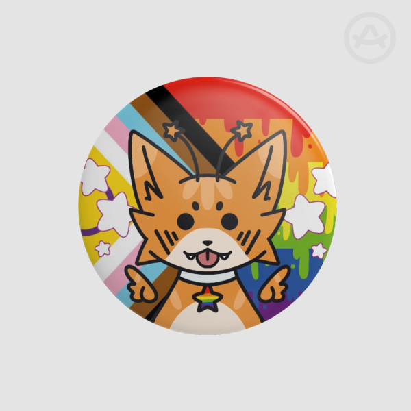 LGBTQIA+ Space Kitty Button