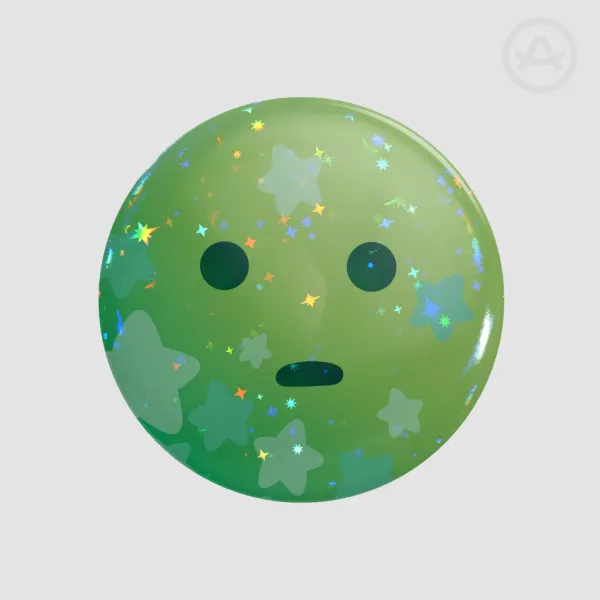 Green Man Starboy Head Holographic Button Badge