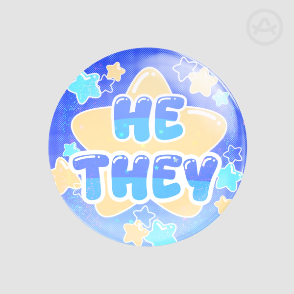 HE/THEY stars button