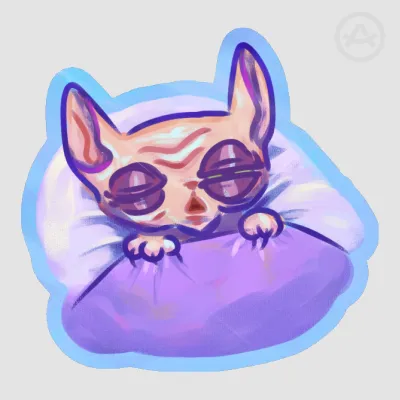 Sleepy Hairless Cat (Die Cut Sticker)