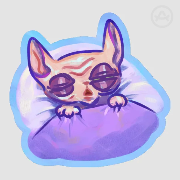 Sleepy Hairless Cat (Die Cut Sticker)