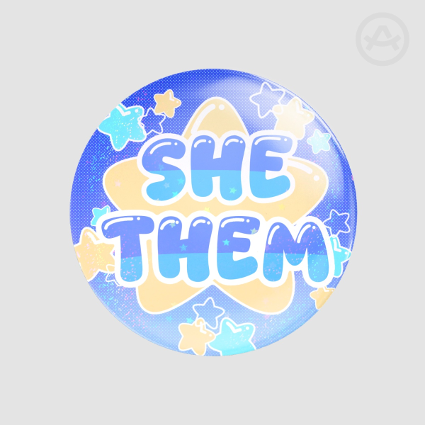 SHE/THEY stars button