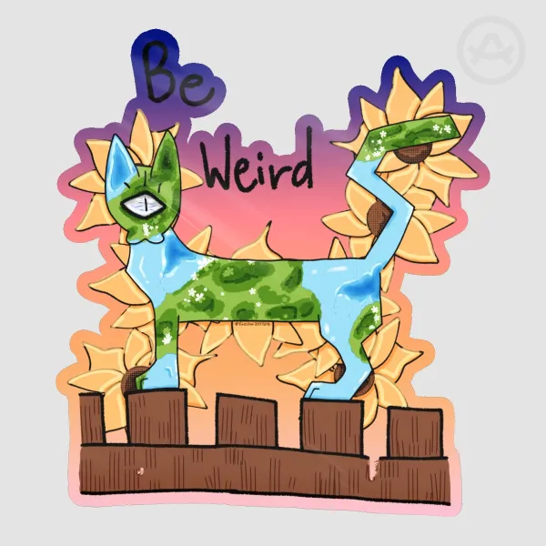 Weirdcore Cat - Colored Edge Die Cut Stickers