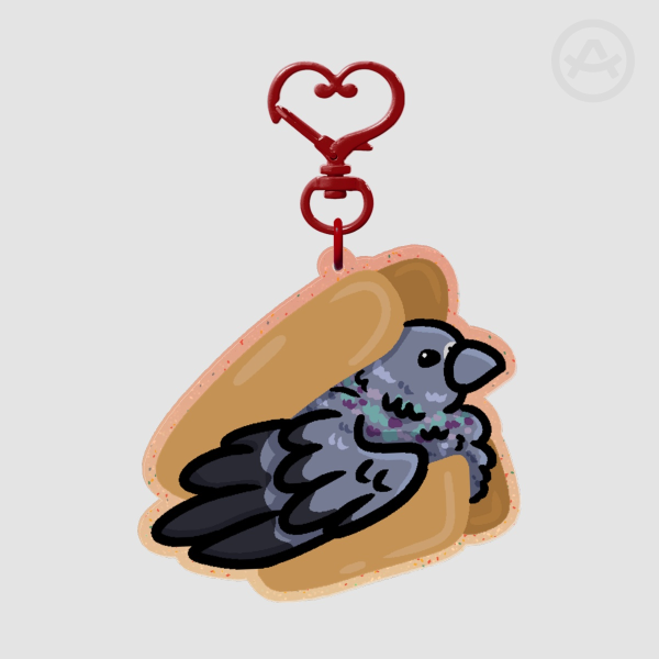 Pigeon Hot Dog Acrylic Keychain