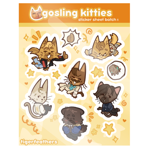 Gosling Kitties Sticker Sheet Batch 1