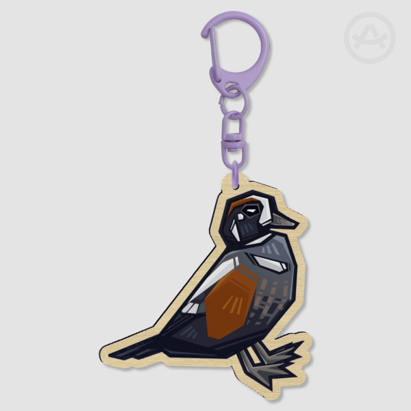 Harlequin duck - Wood Keychain