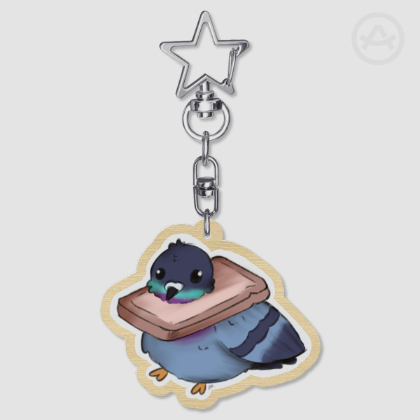 Bread pigeon - Wood Keychains