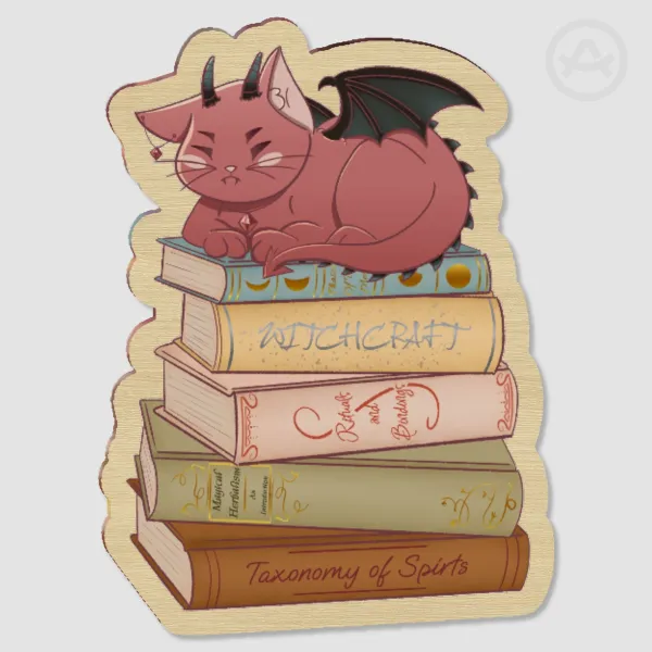 Dragon-Cat Wood Pin
