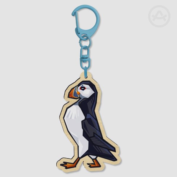 Atlantic puffin - Wood Keychain