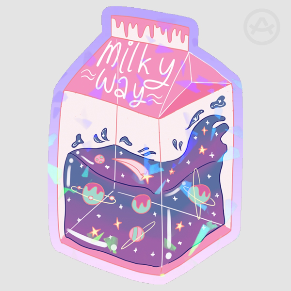 Milkyway Pink Holo Die Cut Stickers