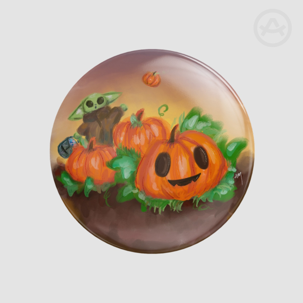 Space baby and his pumpkin - Round Badges (Button Pins)
