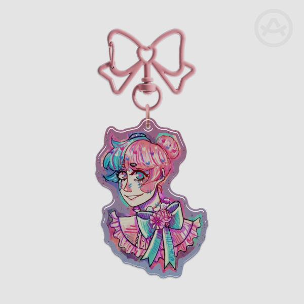 Cotton Candy Clown Doll Girl Keychain