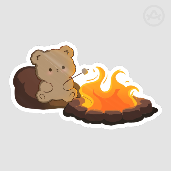 Camping Bear Glossy Sticker